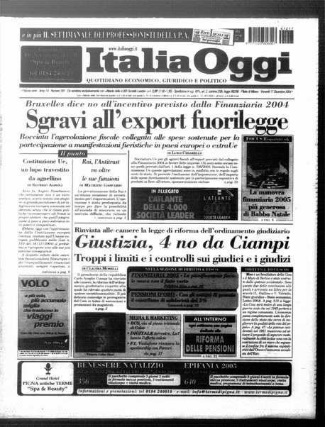 Italia oggi : quotidiano di economia finanza e politica